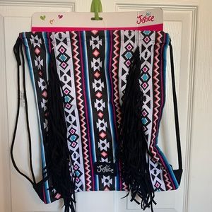 Justice Aztec Fringe Drawstring Bag